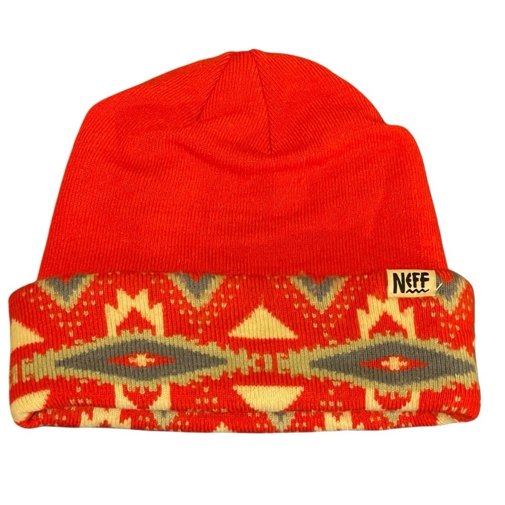 NEFF Tribal Shores Beanie in Red One Size Fits Most